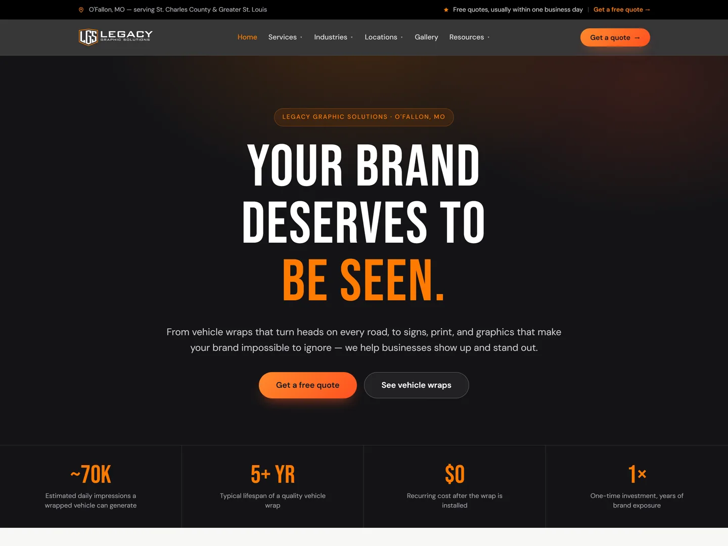 Legacy Graphic Solutions homepage — Vehicle wraps & signage